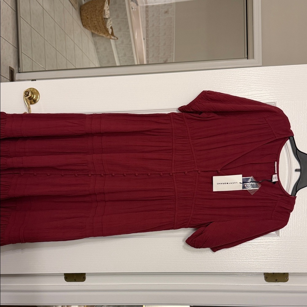 NWT Lucky Brand Deep Red Midi Dress